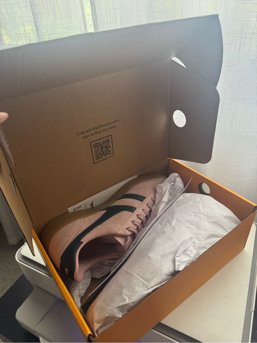 Gola Pink Suede Sneakers with Dark Teal Stripes and Gum Sole - Picture 5 of 5